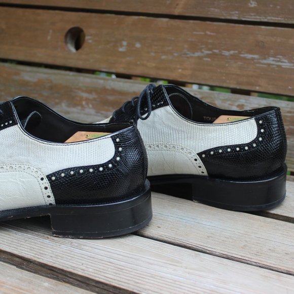 Black & White Genuine Lizard Spectator Cap Toe EUC - Picture 6 of 13